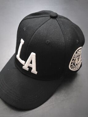 LA Embroidered Black Baseball Cap - Unbranded